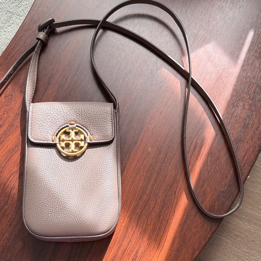 Tory Burch Taupe Leather Crossbody Bag